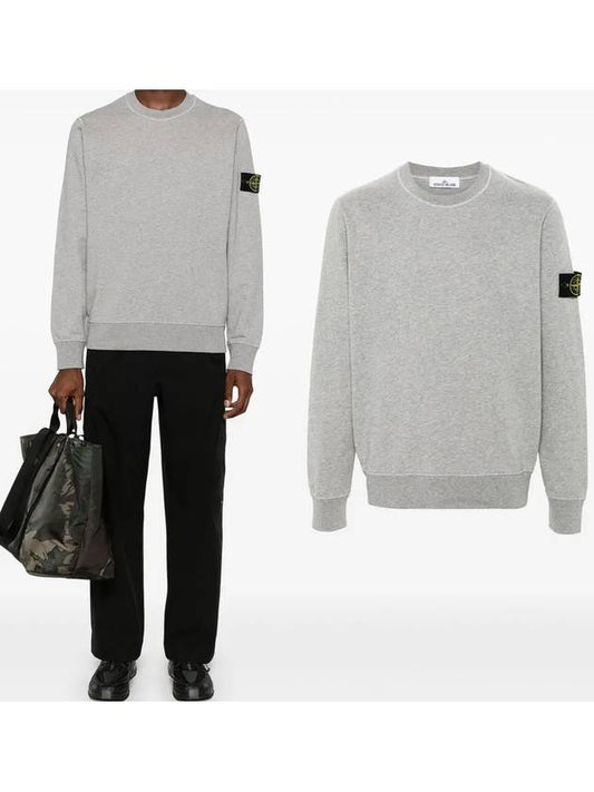 Compass Patch Cotton Sweatshirt Melange Grey - STONE ISLAND - BALAAN 2