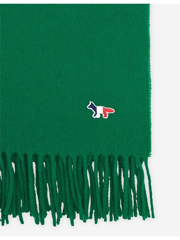 Small Tricolor Fox Wool Muffler Green - MAISON KITSUNE - BALAAN 3