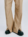 Rivet wide flare banding slacks beige - S SY - BALAAN 4