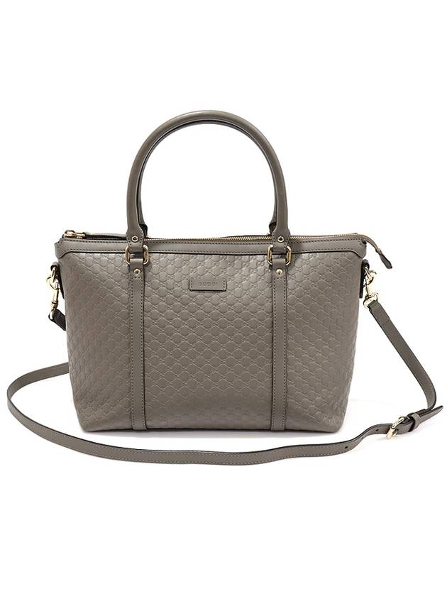 449656 Gray Microshima Leather Tote 2WAY - GUCCI - BALAAN 1