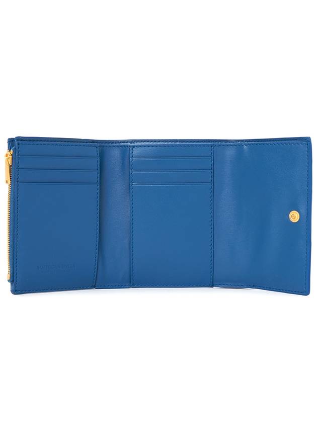 Cassette Tri-Fold Zipper Half Wallet Blue - BOTTEGA VENETA - BALAAN 6