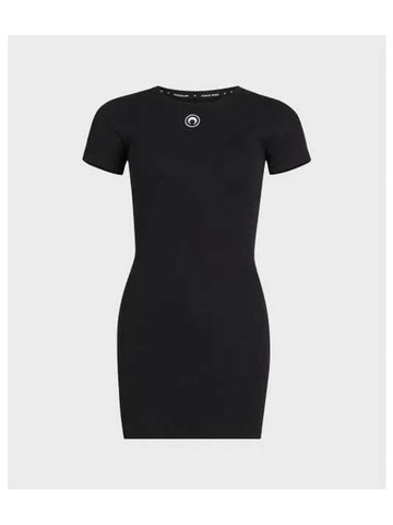 Women s Organic Cotton Rib Tube Dress Black - MARINE SERRE - BALAAN 1