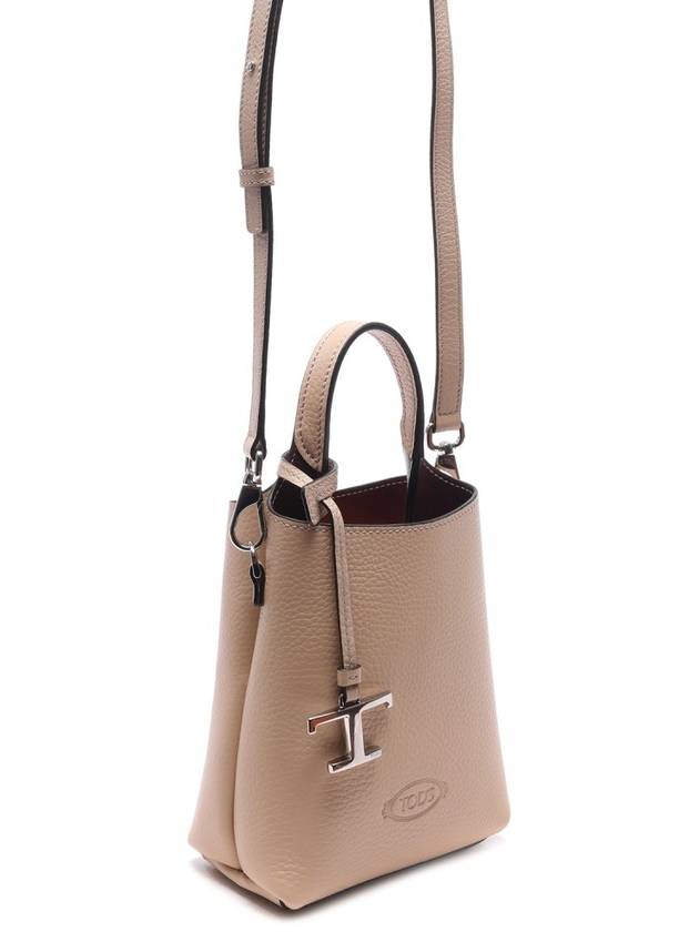 Micro Leather Mini Tote Bag Beige - TOD'S - BALAAN 4