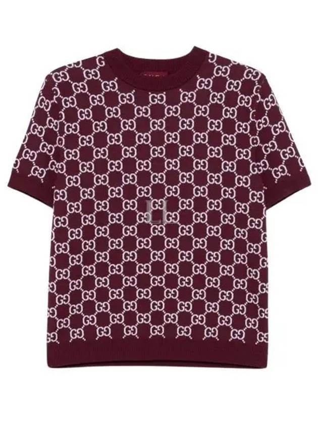 Reversible GG Jacquard Wool Knit Top Bordeaux White - GUCCI - BALAAN 2