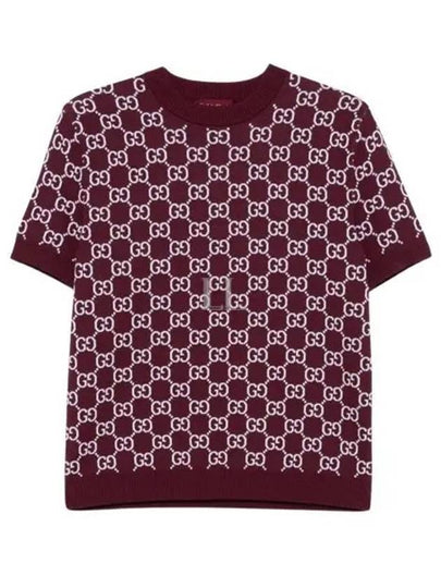 Reversible GG Jacquard Wool Knit Top Bordeaux White - GUCCI - BALAAN 2