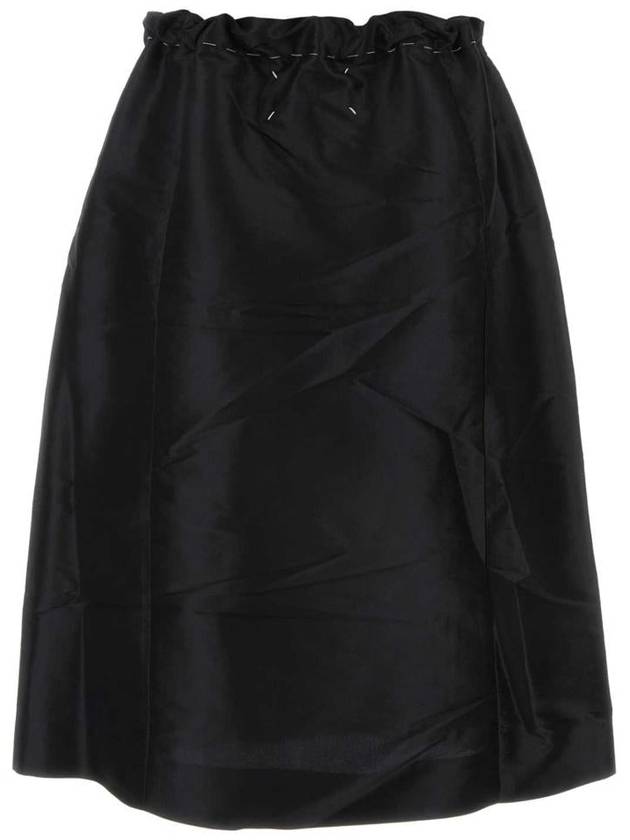 Moire Effect Silk A-Line Skirt Black - MAISON MARGIELA - BALAAN 3