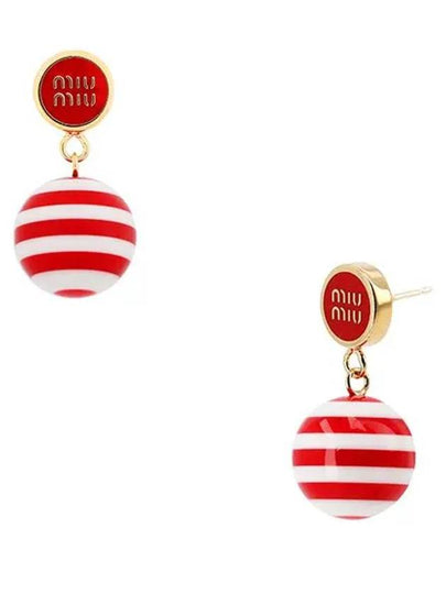 Women's Metal Pearl Earrings Red - MIU MIU - BALAAN 2