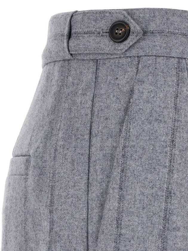 Grey Pants With Belt Loops In Wool Blend Woman - BRUNELLO CUCINELLI - BALAAN 3