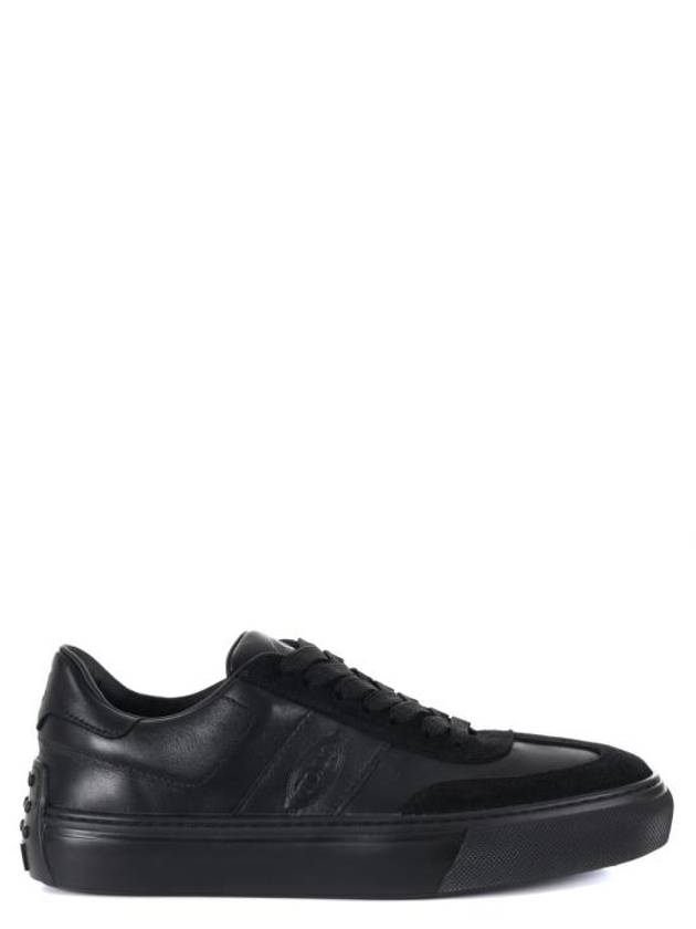 Round Toe Leather Low Top Sneakers Black - TOD'S - BALAAN 2