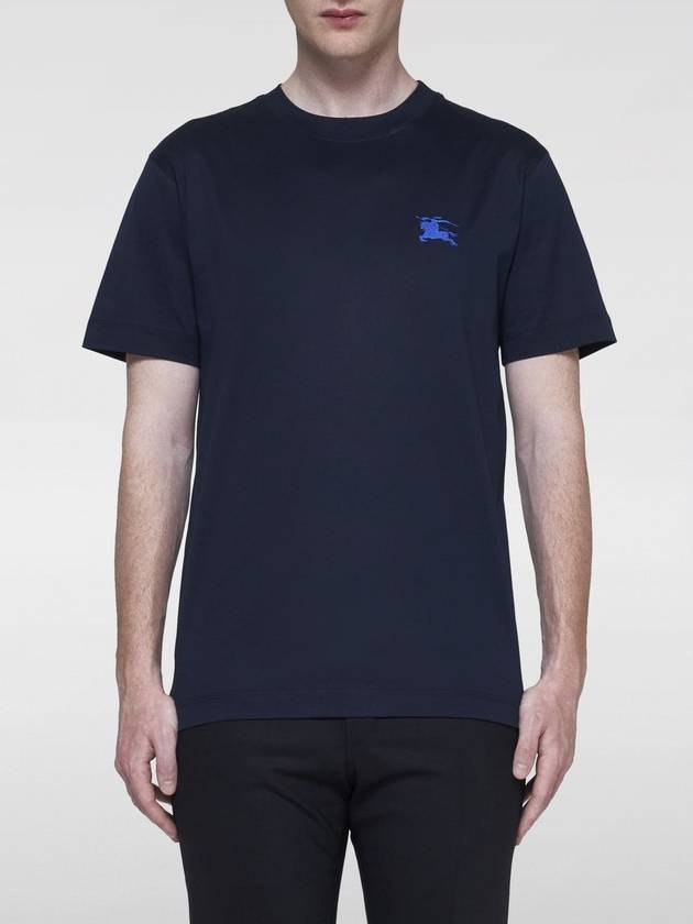 Embroidered Logo Short Sleeve T-Shirt Blue - BURBERRY - BALAAN 2