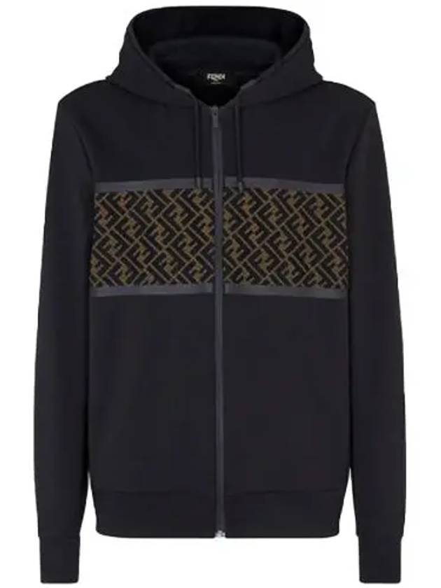 FF Logo Zip Up Hoodie Black - FENDI - BALAAN 1