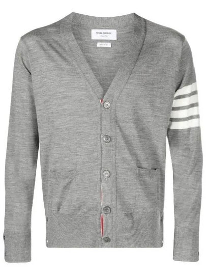 Men's Sustainable Classic Diagonal Wool Cardigan Pale Grey - THOM BROWNE - BALAAN 2