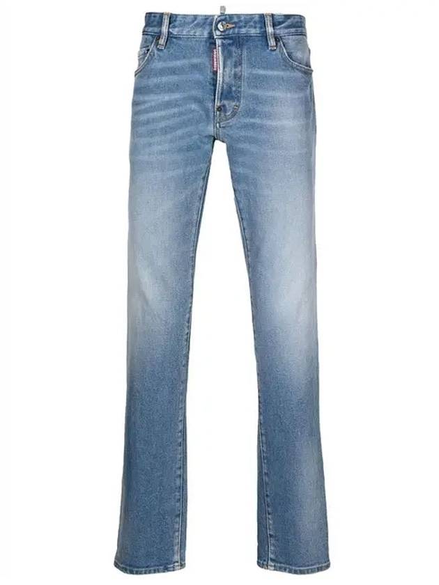 Men's Maple Logo Leather Patch Denim Jeans - DSQUARED2 - BALAAN.