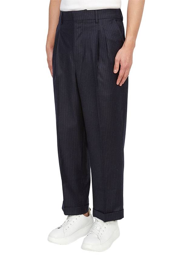 Men's Pinstriped Tailored Cropped Slacks Navy - AMI - BALAAN 3