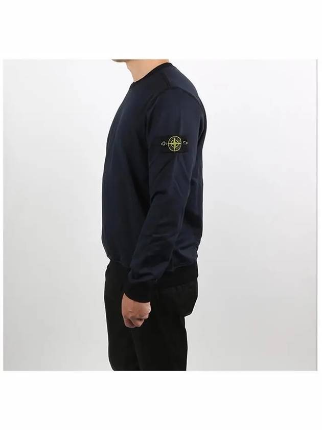 Men's Wappen Patch Round Cotton Nylon Fleece Sweatshirt Navy - STONE ISLAND - BALAAN 4