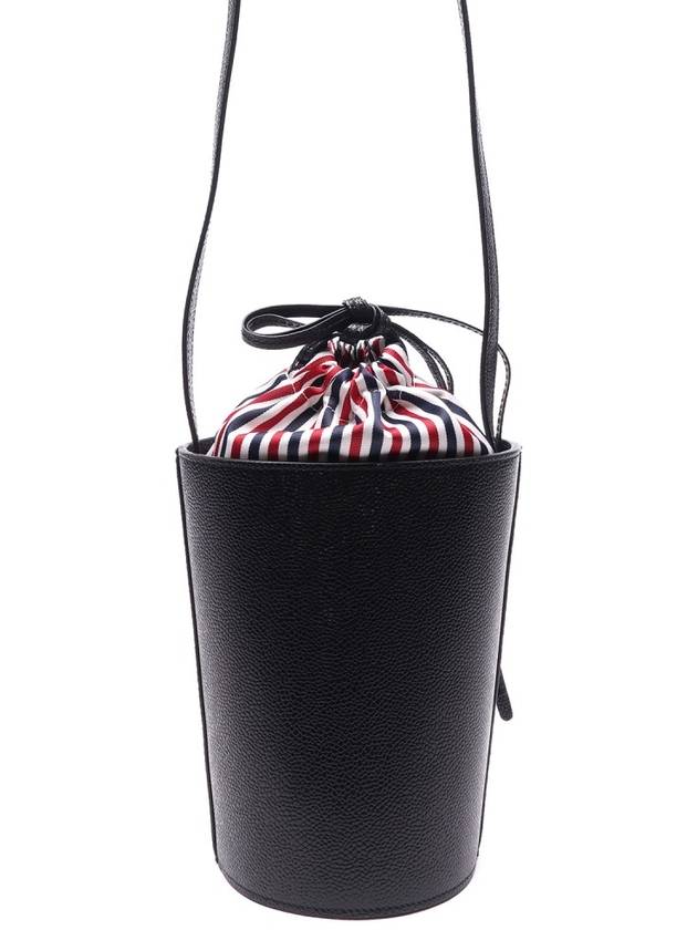 Pebble Grain Leather Mini Bucket Bag Black - THOM BROWNE - BALAAN 5