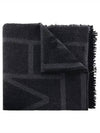 Monogram Wool Cashmere Scarf Black - TOTEME - BALAAN.