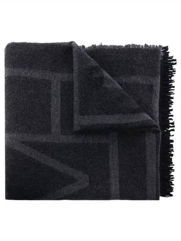 Monogram Wool Cashmere Scarf Black - TOTEME - BALAAN 2