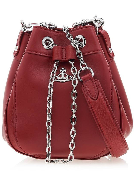 Chrissy Logo Small Leather Bucket Bag Red - VIVIENNE WESTWOOD - BALAAN.