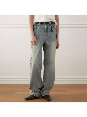 Classic Straight Denim Wide Pants Light Blue - NOIRER FOR WOMEN - BALAAN 1