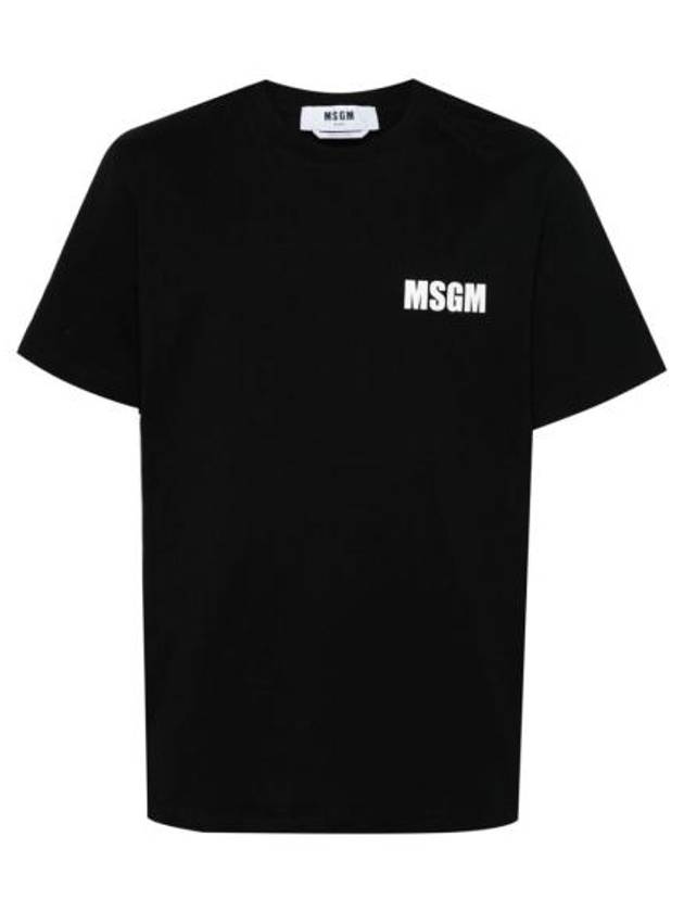 Logo Print Cotton Short Sleeve T-Shirt Black - MSGM - BALAAN 2