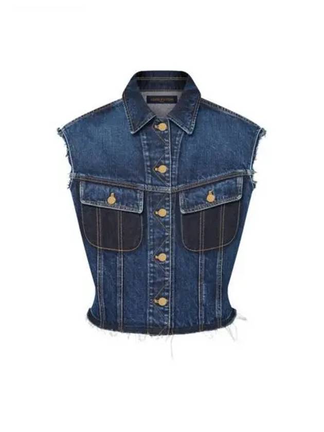 Sleeveless washed raw denim jacket 1AFTAM - LOUIS VUITTON - BALAAN 1