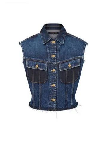 Sleeveless washed raw denim jacket 1AFTAM - LOUIS VUITTON - BALAAN 1