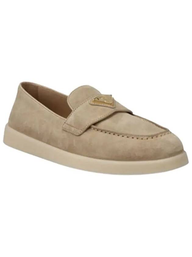 Triangle Logo Suede Leather Loafer Desert Beige - PRADA - BALAAN 7