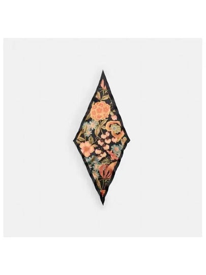 Floral-Print Silk Diamond Scarf Black - COACH - BALAAN 2