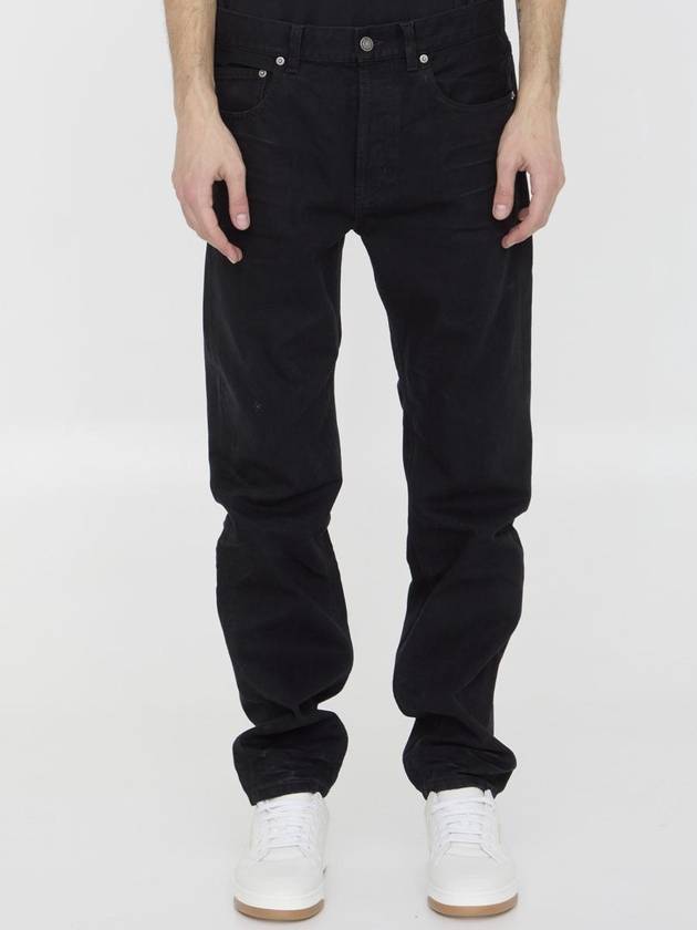 Denim Cotton Straight Jeans Black - SAINT LAURENT - BALAAN 2