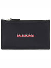 3D Double Logo Print Smooth Leather Zipper Cardholder Wallet - BALENCIAGA - BALAAN 1