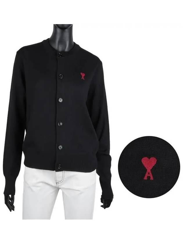 De Coeur Crew Neck Cardigan Black - AMI - BALAAN 2