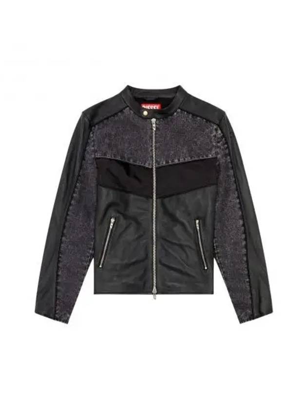 L Leopol Panelled Leather Jacket Black - DIESEL - BALAAN 2