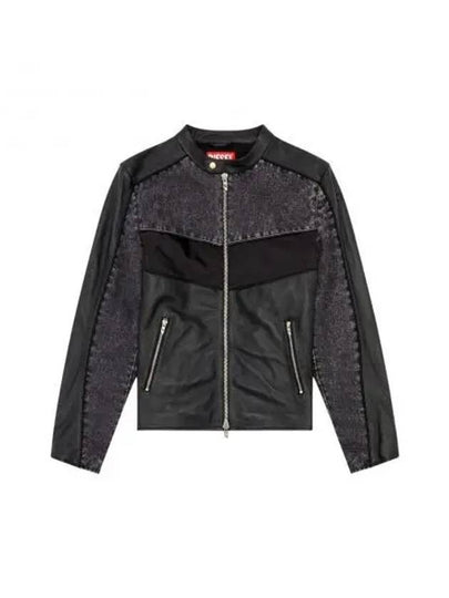 L Leopol Panelled Leather Jacket Black - DIESEL - BALAAN 2