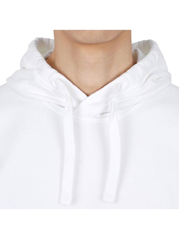 Logo Patch Drawstring Hoodie White - STONE ISLAND - BALAAN 7