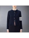 Floral Intarsia Cotton Cardigan Navy - THOM BROWNE - BALAAN 4