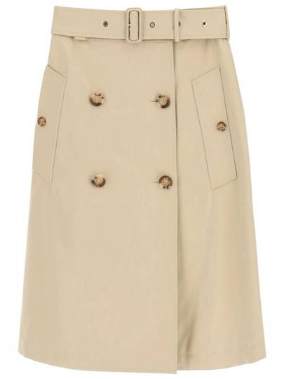 Belt Cotton Gabardine Trench A-Line Skirt Beige - BURBERRY - BALAAN 2