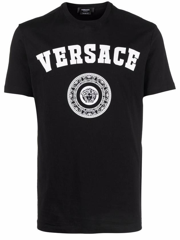 logo print short sleeve t-shirt black - VERSACE - BALAAN.