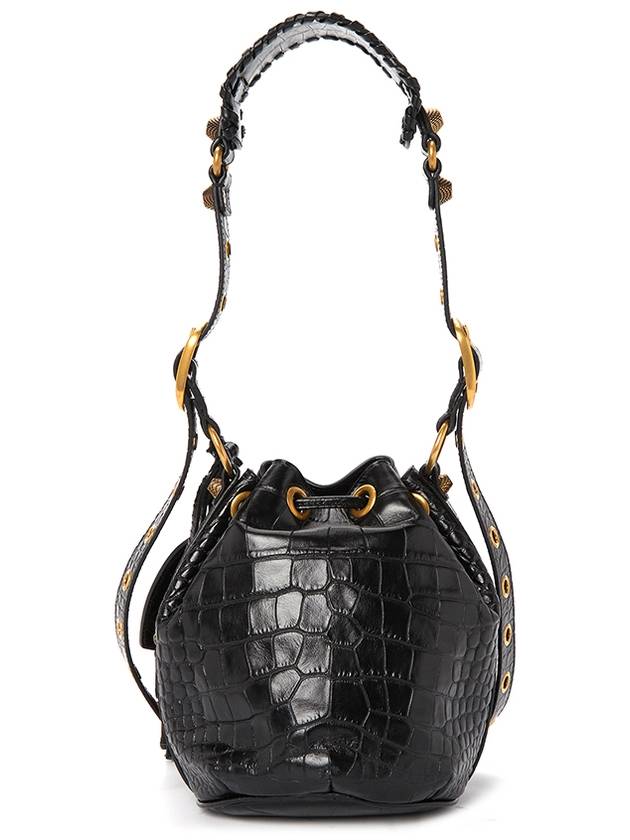 Le Cagol XS Leather Bucket Bag Black - BALENCIAGA - BALAAN.