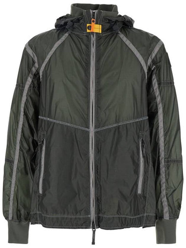 'Edge' Green Jacket With Logo Patch On The Sleeve And Shoulder Straps On The Back In Tech Fabric Man - PARAJUMPERS - BALAAN 1