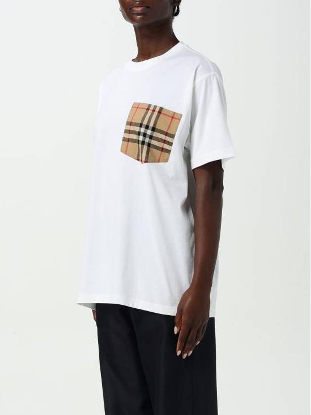 Check Cotton Short Sleeve T-Shirt White - BURBERRY - BALAAN 5