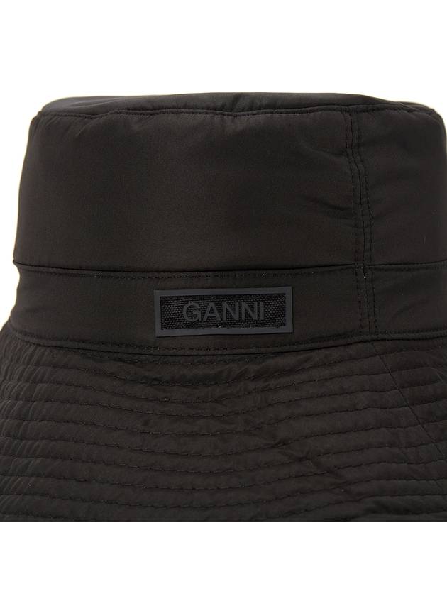 Tech Logo Patch Bucket Hat Black - GANNI - BALAAN.