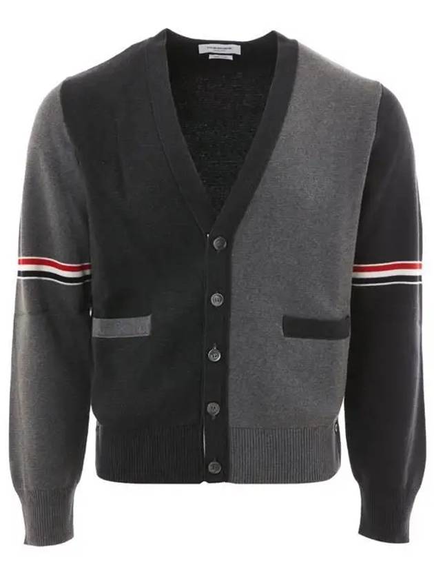 Funmix Cotton ArmBand V-Neck Cardigan Tonal Grey - THOM BROWNE - BALAAN 2