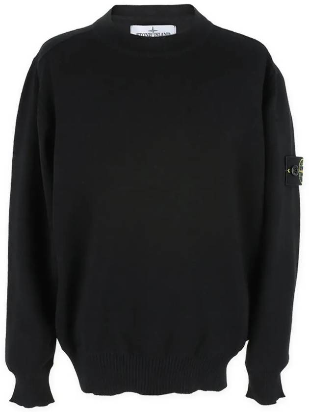 Stone Kids Waffen Patch Round Neck Knit Black 7616502A4 V0029 - STONE ISLAND - BALAAN 3