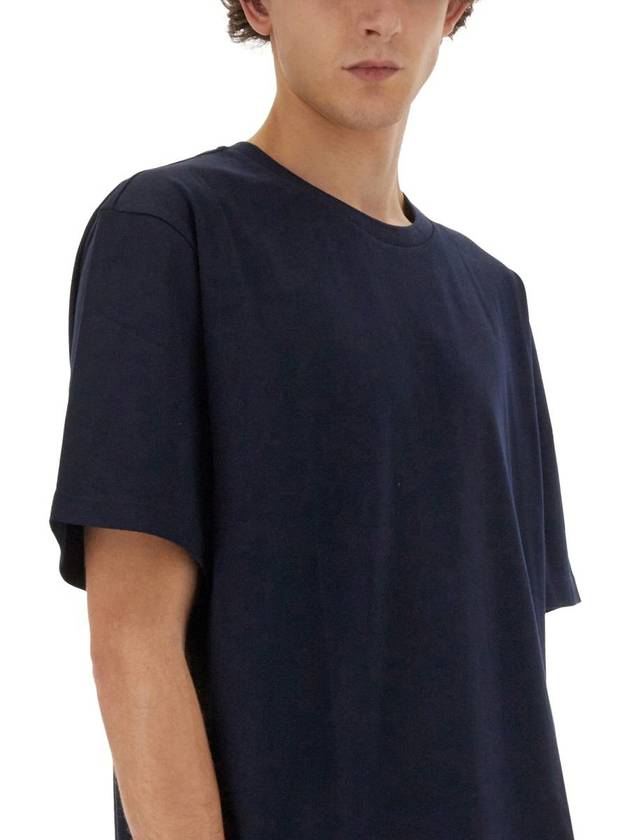 Men's Side Slit Relaxed Short Sleeve T-Shirt Navy - THOM BROWNE - BALAAN 5