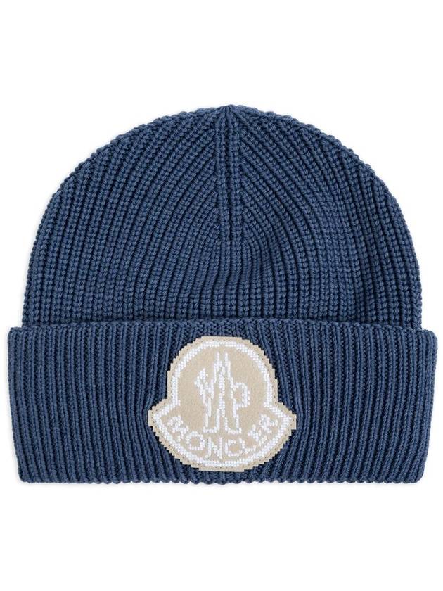 Moncler Logo-Patch Virgin-Wool Beanie Hat - MONCLER - BALAAN 1