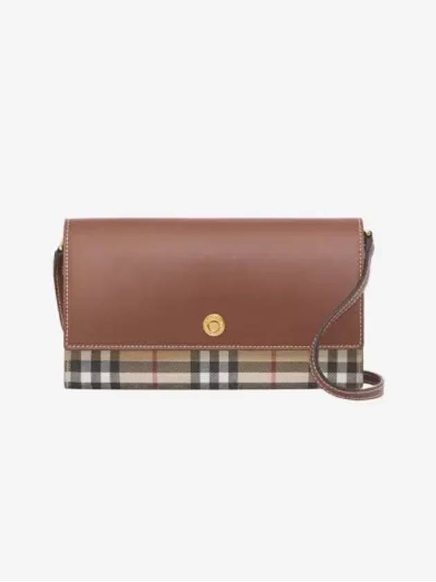 Vintage Check Leather Long Wallet Brown - BURBERRY - BALAAN 2