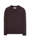 Men's Waffen Patch Round Neck Knit Brown - STONE ISLAND - BALAAN.