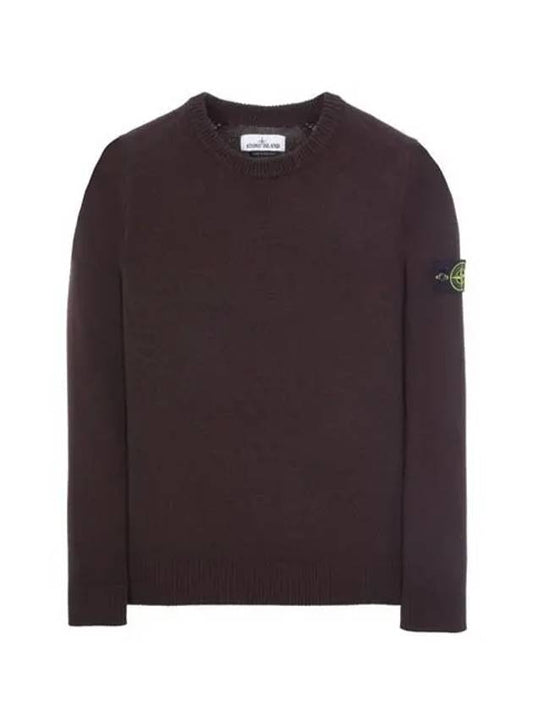 Men's Waffen Patch Round Neck Knit Top Dark Brown - STONE ISLAND - BALAAN 2