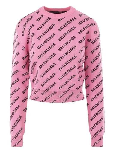 Mini All-Over Logo Knit Top Pink - BALENCIAGA - BALAAN 1